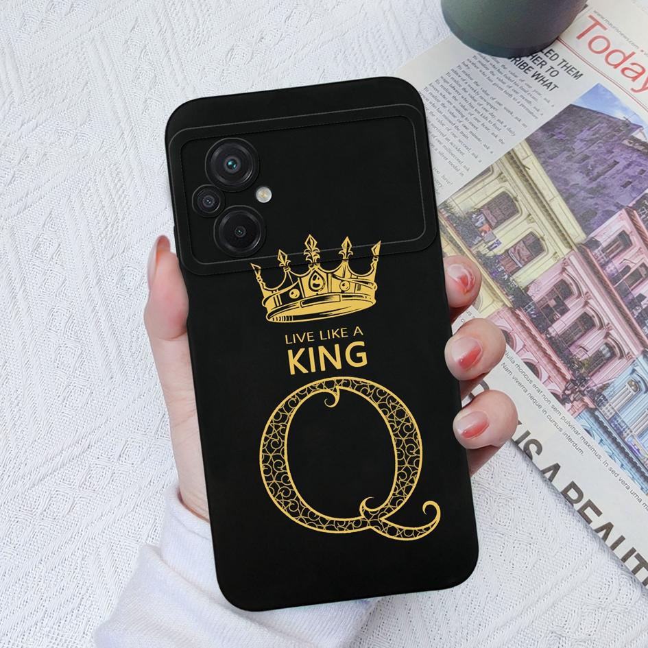 Case For Xiaomi Poco C40 C50 C55 F3 F4 F5 Pro M2 M3 Pro Luxury Phone Bag Crown Letters Soft Silicone Shockproof Matte Square Cover For Xiaomi Bumper