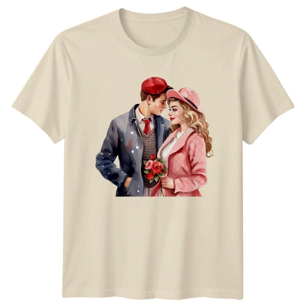 RoUnisextic Couple Watercolor Unisex TShirt Valentines Day Graphic Tee