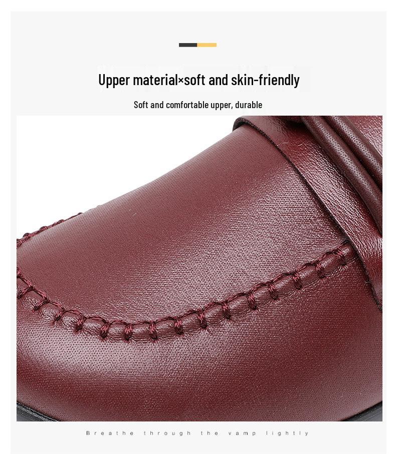 Women's Fleece-Lined Slip-On Leather Boots: Warm, Versatile Short Boots for All Ages