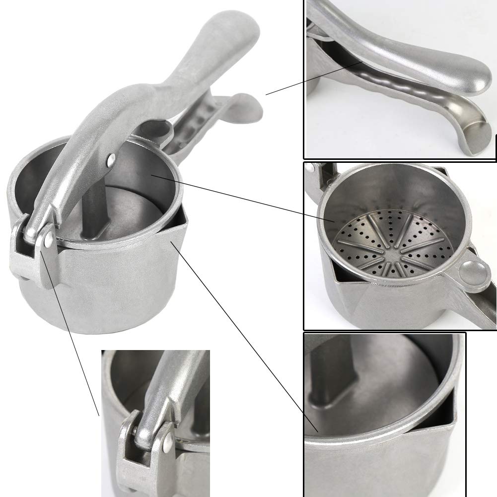 HCTOOL Hand Juicer, Lemon Squeezer, Low-Temperature Juicing, Manual Juicer, Home Juice Extractor, Commercial and Home Use (Silver)