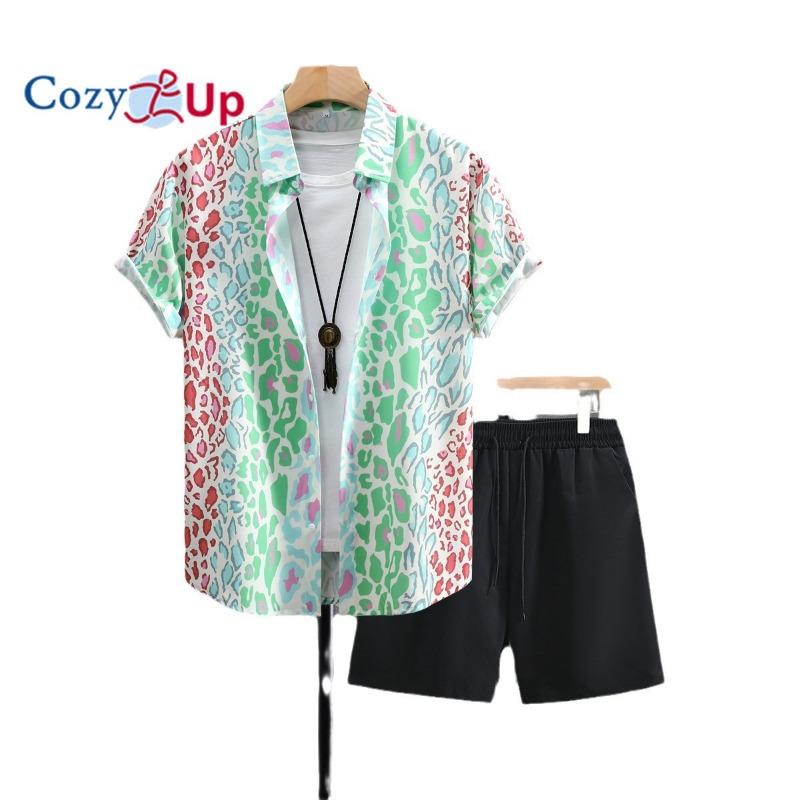 

Мужской комплект Cosy Up в гавайском стиле, летняя пляжная одежда из 2 предметов, рубашки и шорты с цветочным принтом XXL зелёный
