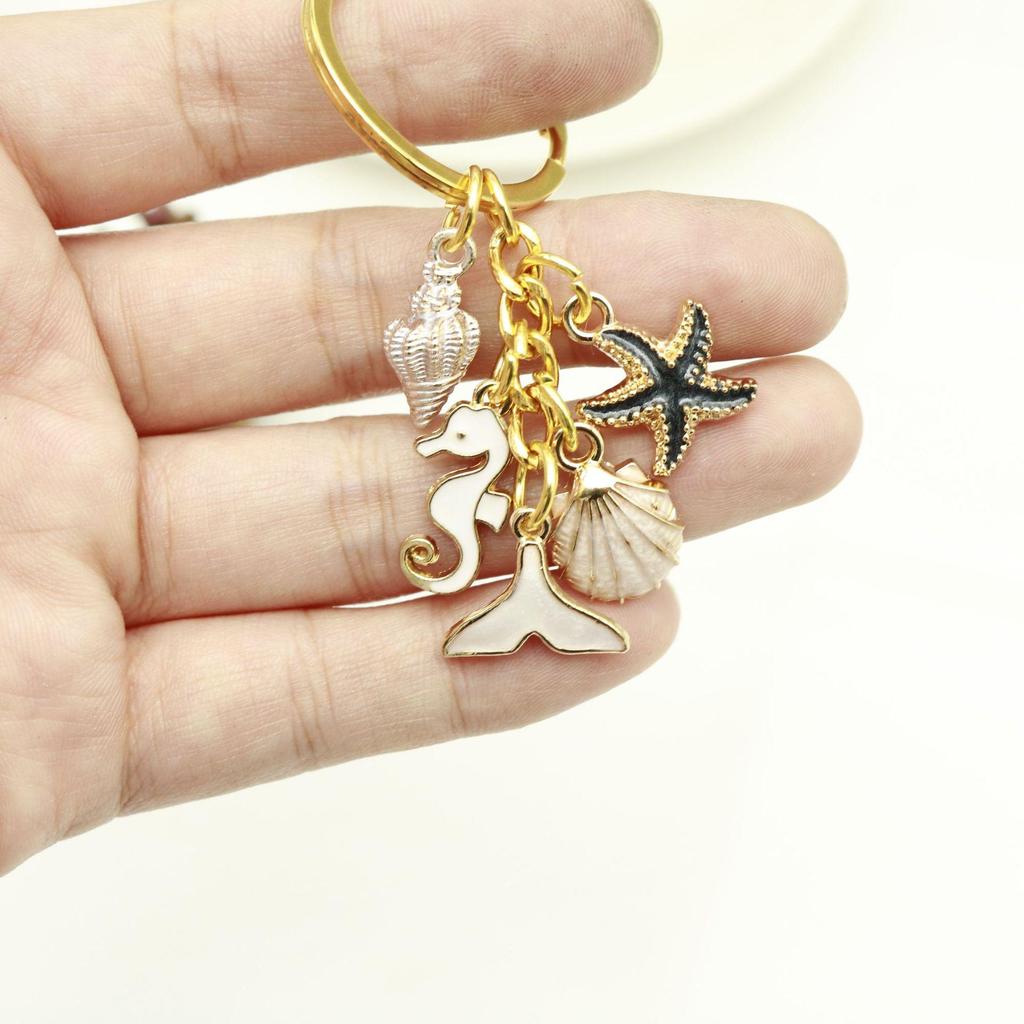 Creative Starfish Drip Oil Keychain Pendant for Women