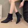 2025 New Punk Style Pointed Toe Women Ankle Boots Fashion Thin Heels Zipper Shoes Autumn Winter Chelsea Short Booties