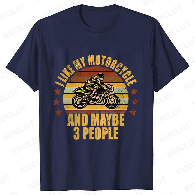 I Like My Motorcycle and Maybe 3 People T-Shirts Men Casual Loose Clothing Oversized Summer Fashion Tops Cartoon Mens Tshirts