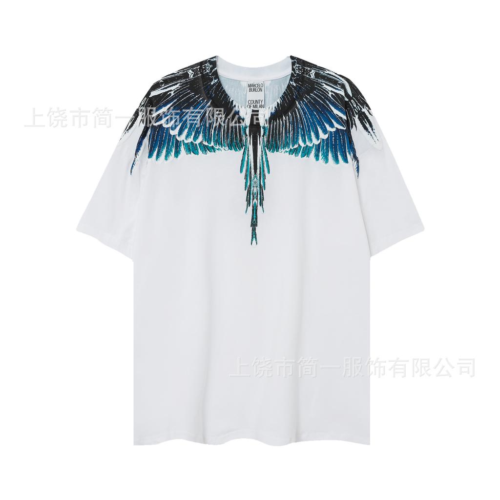 Summer Men's and Women's Same Fashion Trend T-shirt Personalized Trend Wing Printing Comfortable and Simple