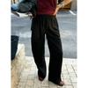 Women Elastic Drawstring High Waist Wide Leg Pants With Pockets Loose Fit Lightweight Casual Trousers For Summer
