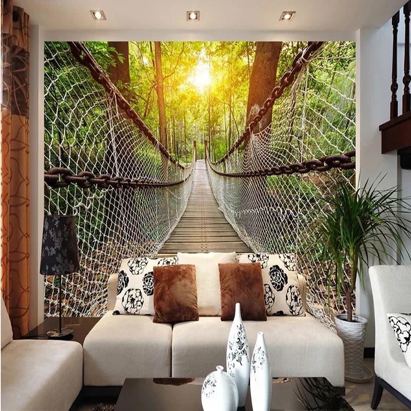 Fototapeta 3d Stereo Most Las Krajobraz Murale Salon Jadalnia Dekoracja Domu Kreatywne Malowanie Ścienne 3d
