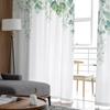 Watercolor Plant Leaf Illustration Green Sheer Window Curtain Tulle Curtains for Livingroom Bedroom Home Decor Voile Drapes