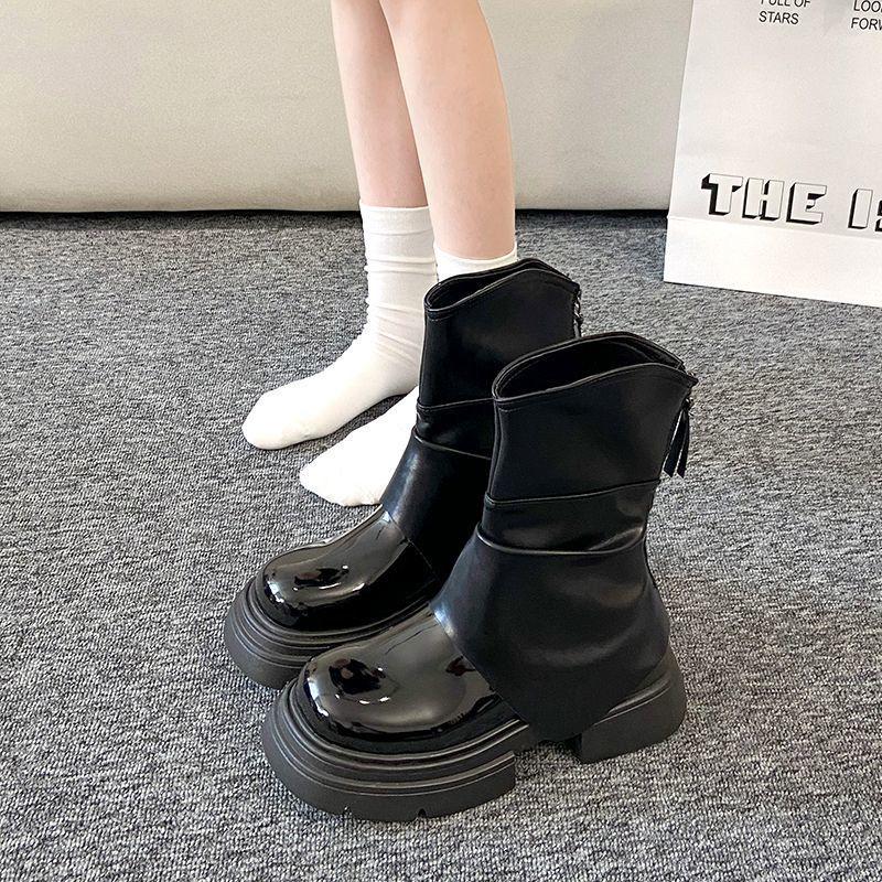 New autumn white Martin boots women's small thick-soled heightening retro trouser boots short boots