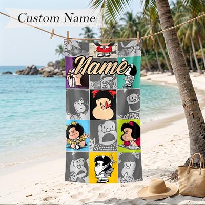 Mafalda Custom Name Printed Beach Towel Personalized Soft Towel For Swimming Beach Travel