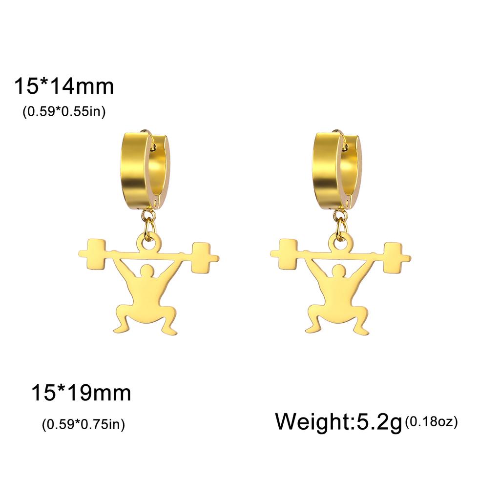 Cazador Gold Color Weightlifter Drop Earrings for Women Men Fitness Exercise Stainless Steel Jewelry Earrings 2026 Trend Gift