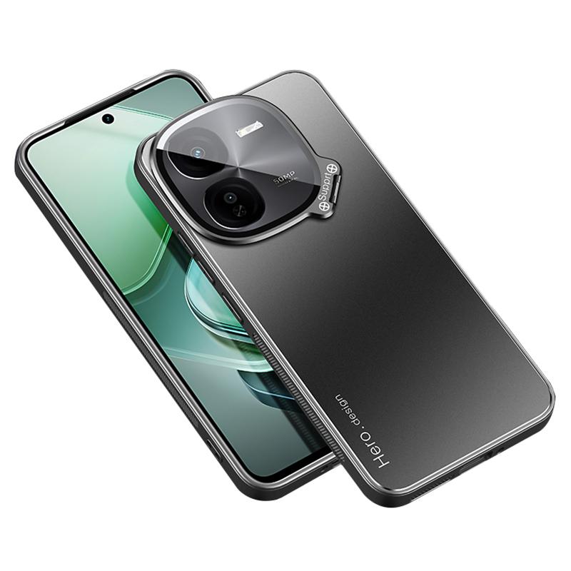 

For vivo iQOO Z9x 5G Case with Lens Kickstand Shockproof PC+TPU Phone Cover Black