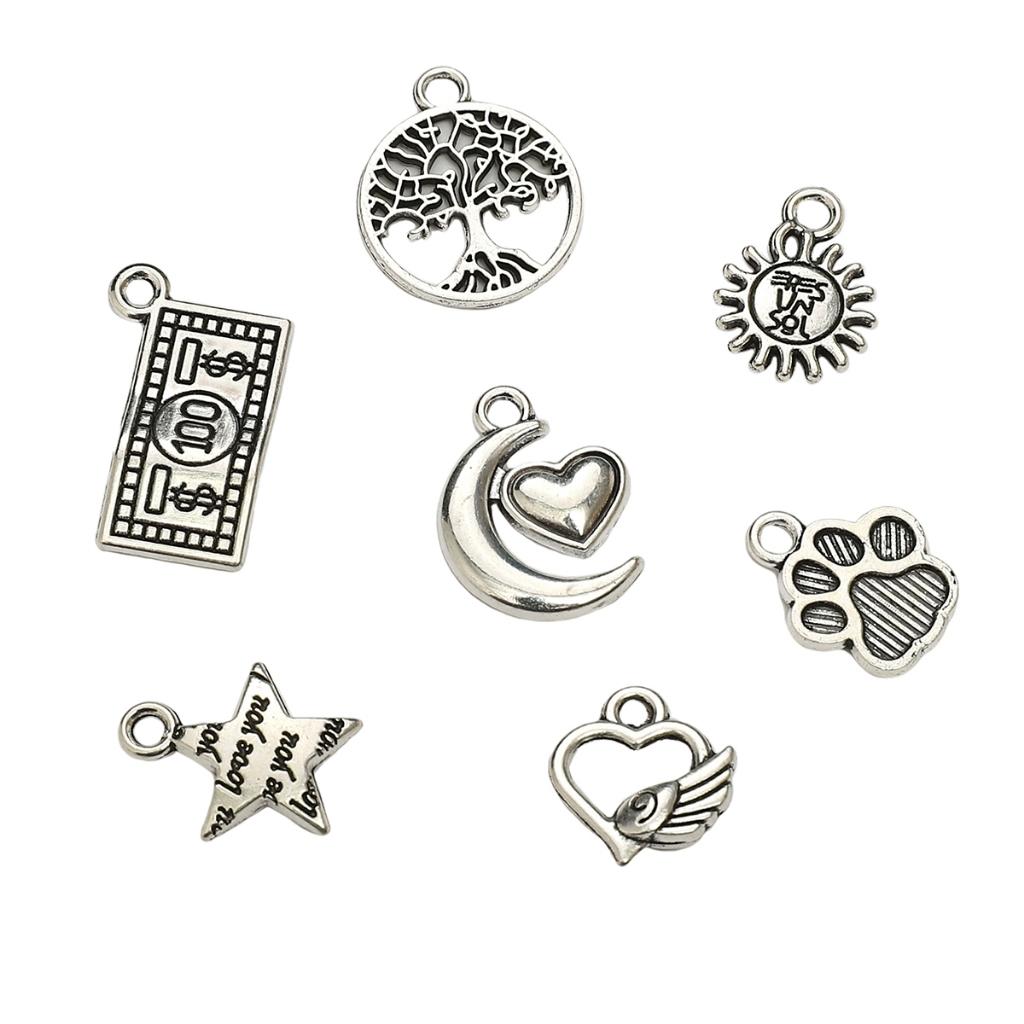 Alloy Pendant Moon Butterfly Five-pointed Star Charms for Bracelets Pendants Necklaces DIY Making Retro Charms Jewelry Accessories