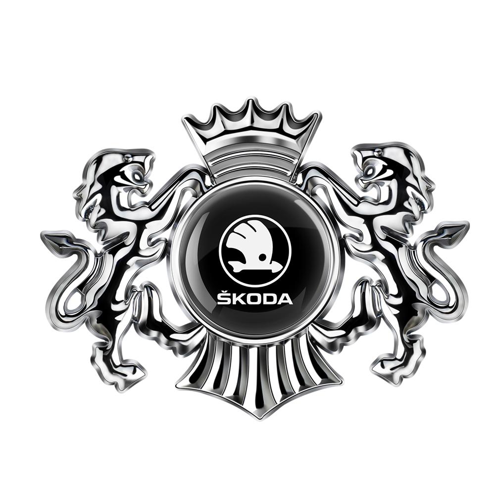 For Skoda Car Metal Sticker Shield Shape Body Trunk Decoration Accessories For Qctavia Fabia Superb Kodiaq Karoq Kamiq Scala VII usbn43