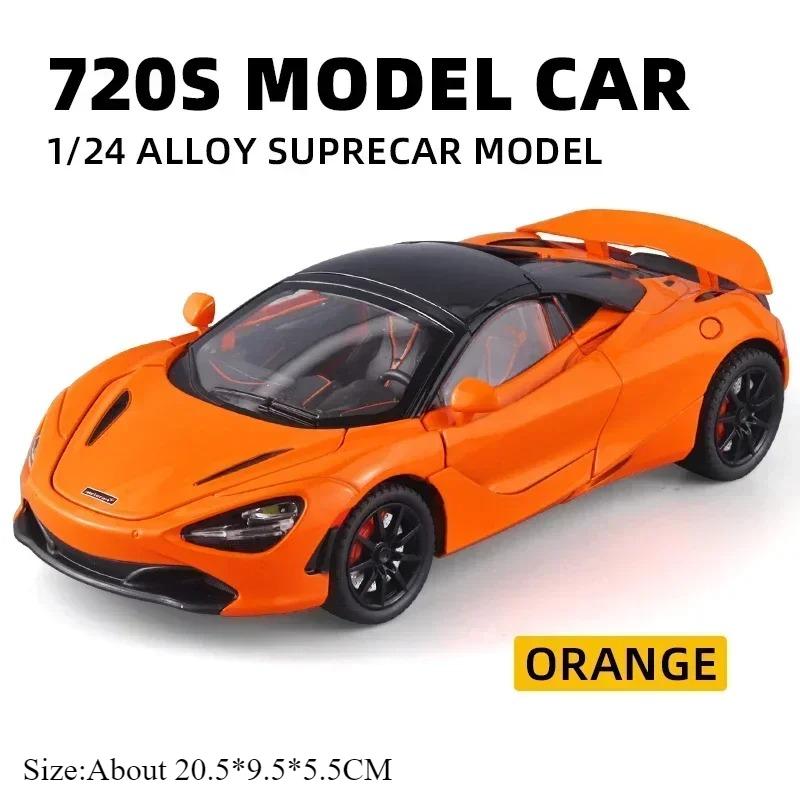 1:24 Senna 720S Modèle de Voiture de Sport en Alliage Jouets Moulés sous Pression Direction des Roues Avant Portes Ouvertes Son Lumière Véhicule à Rappel Objet de Collection