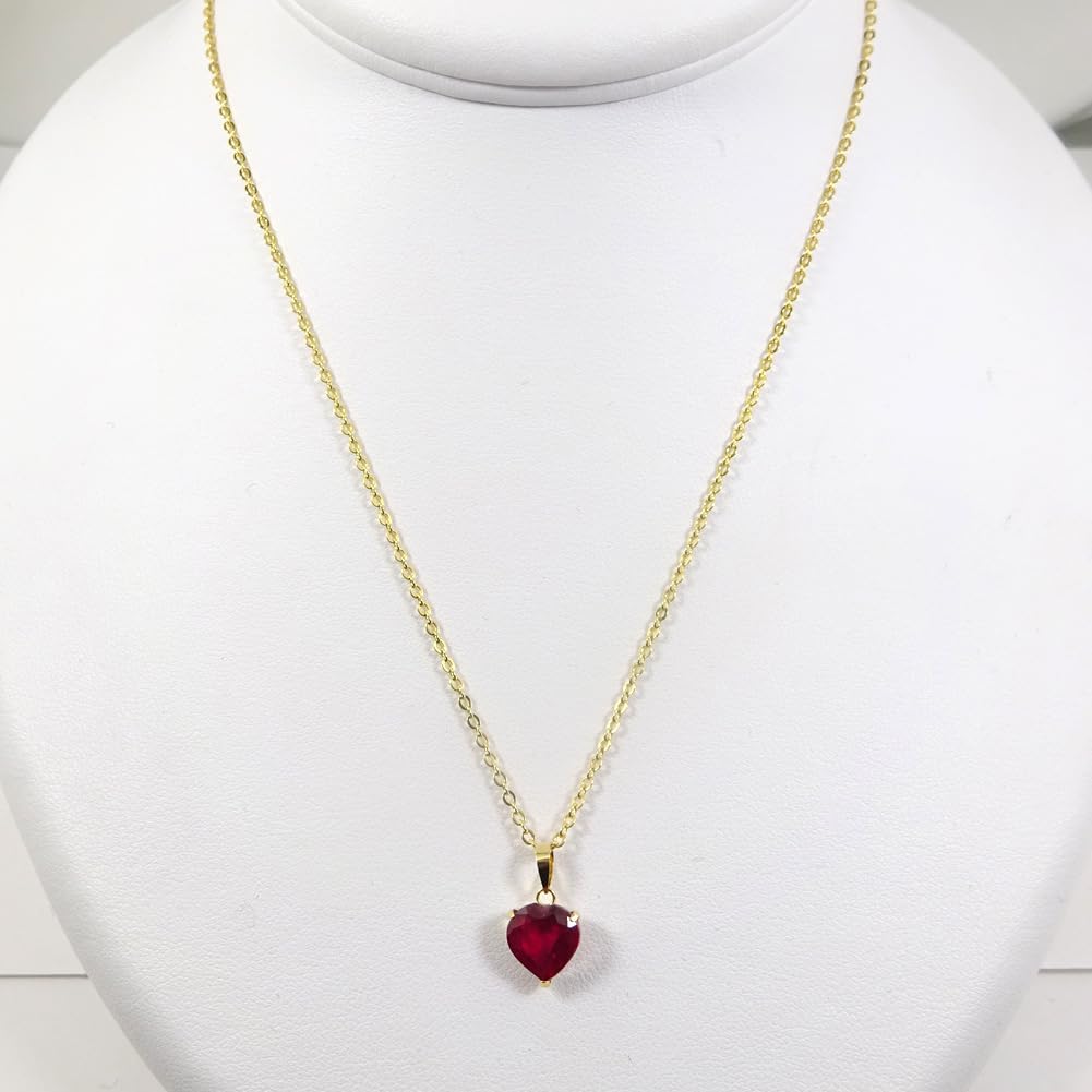 And My Jewelry 18K Gold Ruby Pendant Top with a Heart Approximately Extra Large July Birthstone [Your Box] Ruby, 8.0mm (Approx. 2.5ct), Stone,