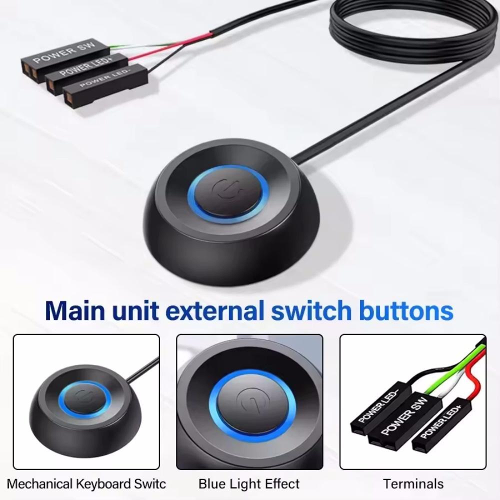 LED Light Computer Desktop External Power Switch Round Button for PC Motherboard Start On Off 1M Extension Cable Home Office