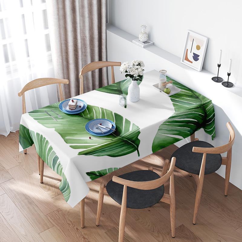 

Green Leaves Tablecloth Modern Printed Round Placemats for Dining Room Decor Set of 4 with Centerpiece Decoration Accessories Pe 160X220CM
