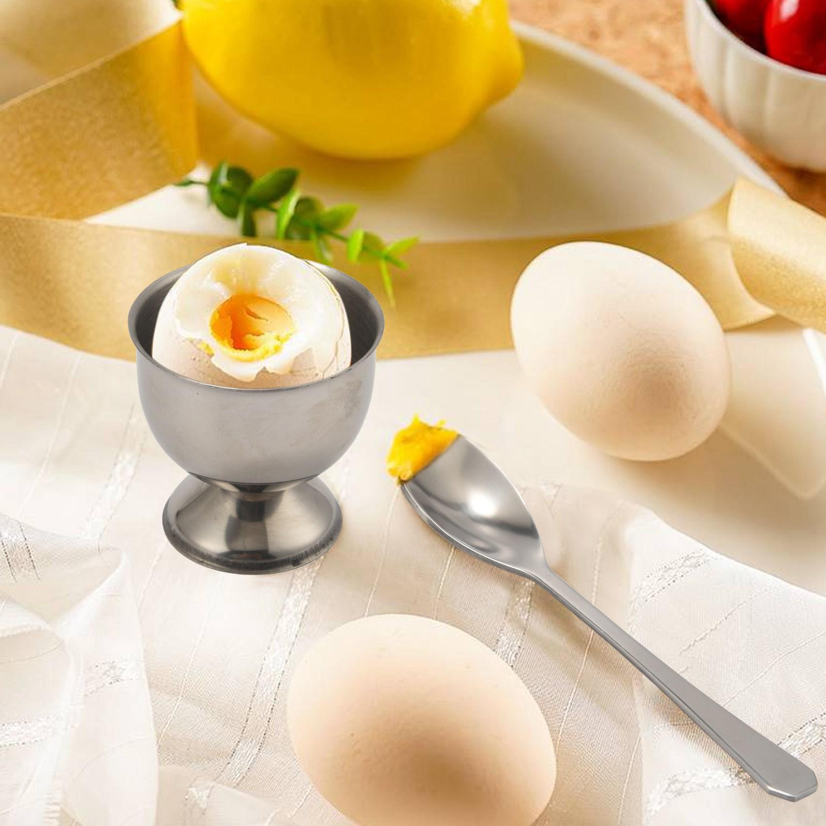 

Stainless Steel Egg Cup Stainless Steel Set 12 Includes 6 Egg Cup Holders And 6 Egg Spoons серебряный
