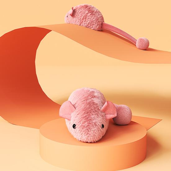 Interactive Mouse Cat Toy Electric Squeaky Plush Mouse Simulated Mouse with Night Fluorescence