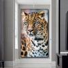 Leopard Painting On Canvas Big Cat Posters and Prints Animal Wall Picture Hand-Printed Wall Art for Living Room Entrance Decor