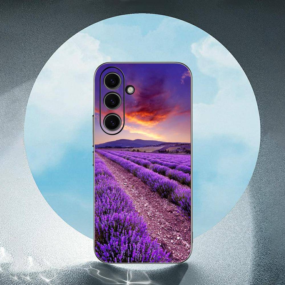 Beautiful purple flower lavender For Samsung Galaxy S25 S24 S23 Ultra S22 S21 Plus S20 Black Soft Silicone Protective Case