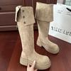 Two wear folded high knee-length boots women's thick-soled autumn and winter new thin medium tube high tube stacked knight boots