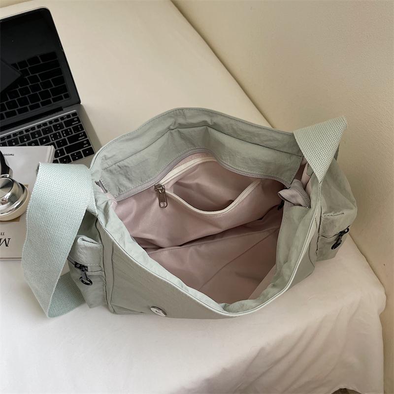 Large Capacity Lightweight Student Shoulder Bag Women Solid Color Crossbody Bag