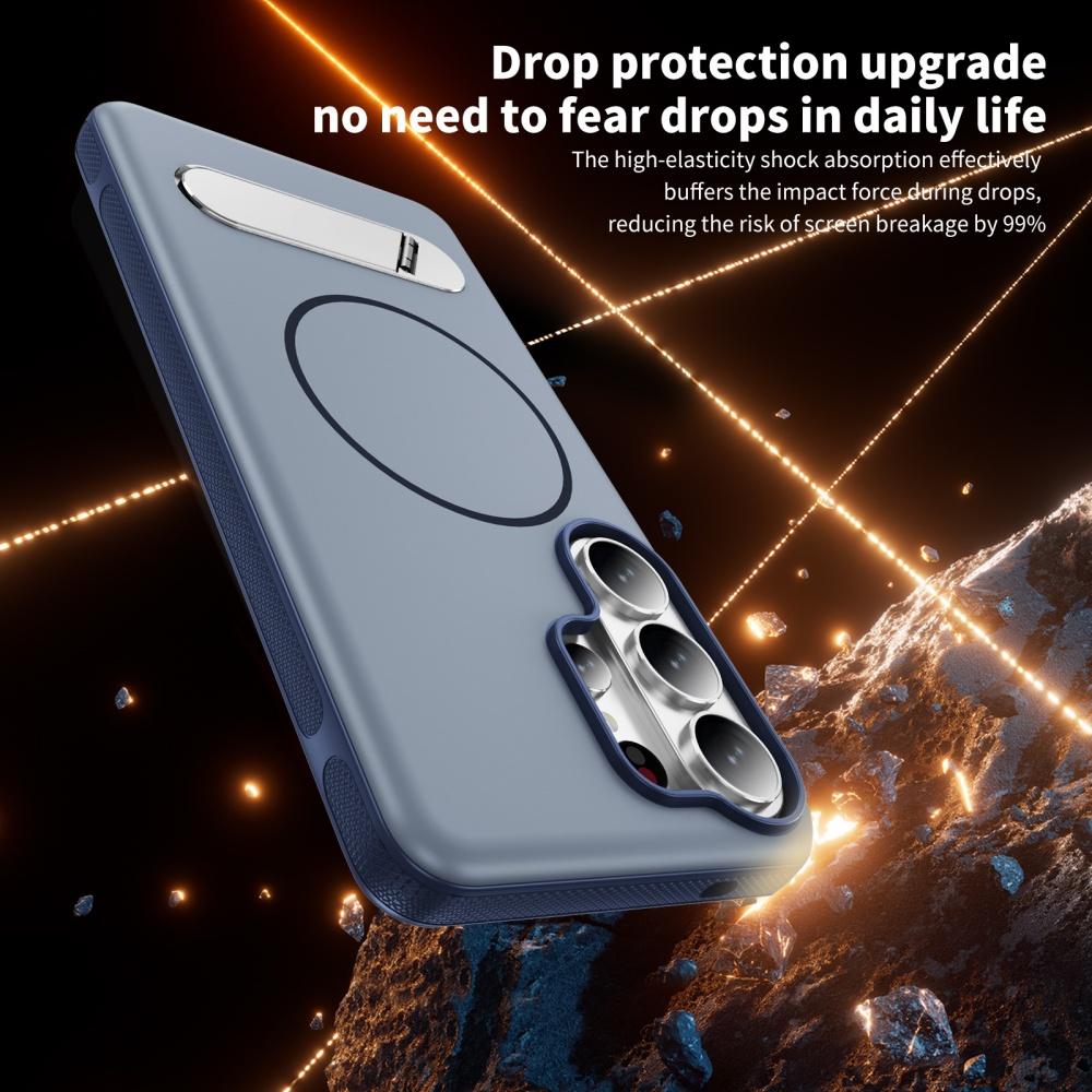 Frosted Magnetic Metal Holder Phone Case For Samsung S26 S25 Ultra S24 S26 S23 Plus S25 FE For Magsafe Wireless Charging Cover