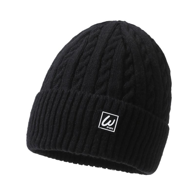 Winter Wool Hat Autumn Winter Warm Knitted Hat Male Velvet Thick Cotton Hat Ear Protection Cap Sleeve Cap Skullies Beanies Ski Slouchy Cap