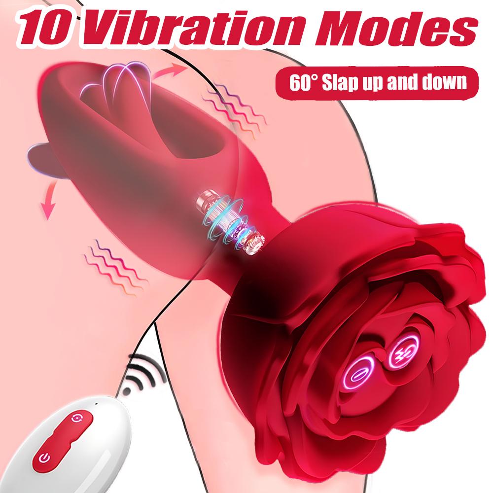 Rose Vibrating Anus Plug Sex Toys with 9 Vibration and Tapping Modes Remote Control G Spot Vibrator Adult Sex Toys for Men, Women and Gay Men