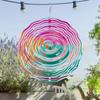 10-Inch Rotating Wind Spinner – Elegant Concentric Circles & Neon Spiral Design, 360° Swivel Hook for Balcony