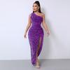 Summer new sequined sleeveless split and ankle tight bead dress (8 colors)