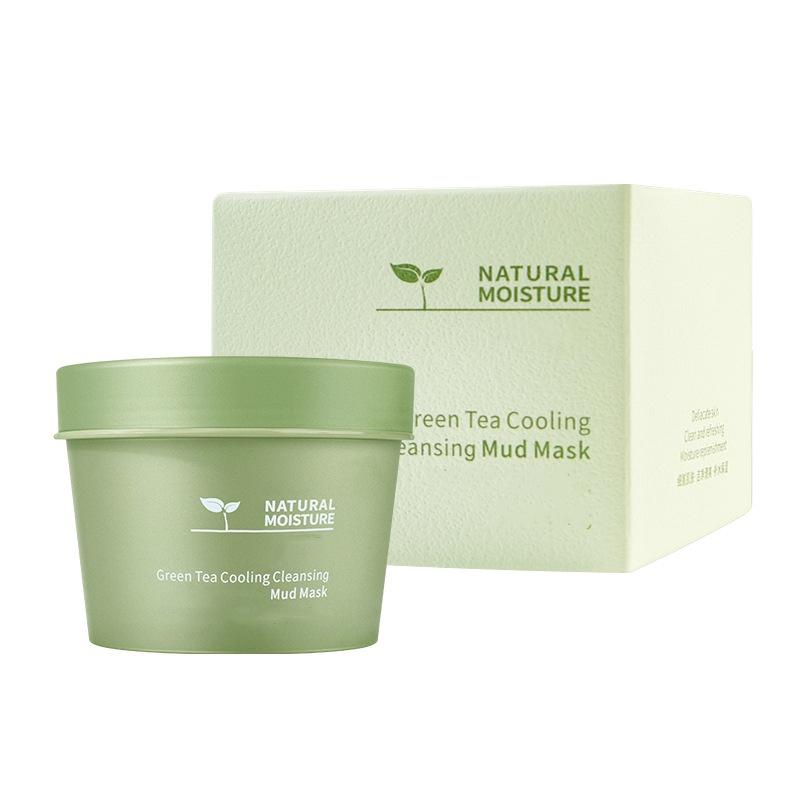Green Tea Clay Face Mask for Deep Cleansing, Cooling & Detoxifying Mud Mask, Oil Control & Pore Minimizing, Creamy Wash-Off Formula,