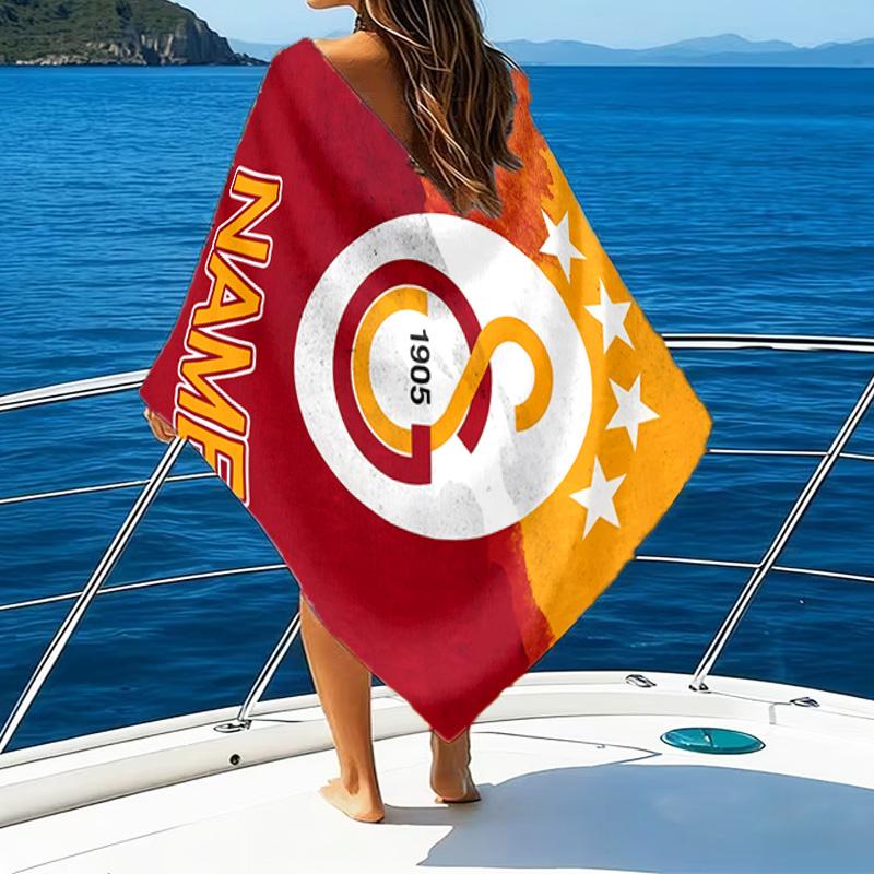 1pc Football6 Beach Towel with Custom Name, Beach/Swimming/Bath/Picnic/Camping Towel, Suitable for Seaside Beaches