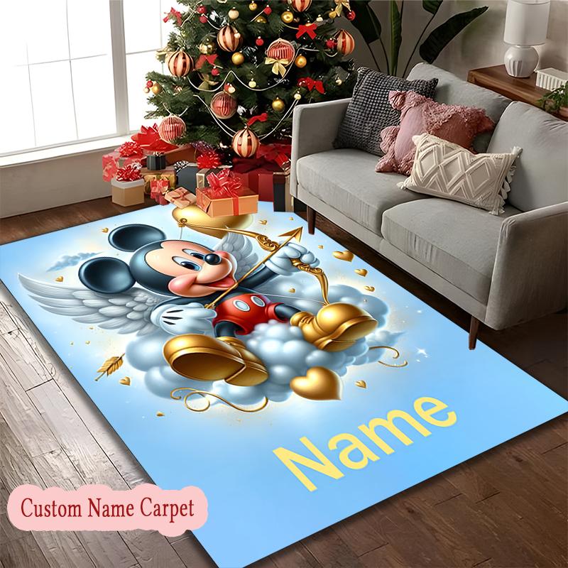 1pc Customize Name Chair Rug for Home Office Use, Colorful Mickey Mouse Storytime Area Carpet Appropriate for All Seasons