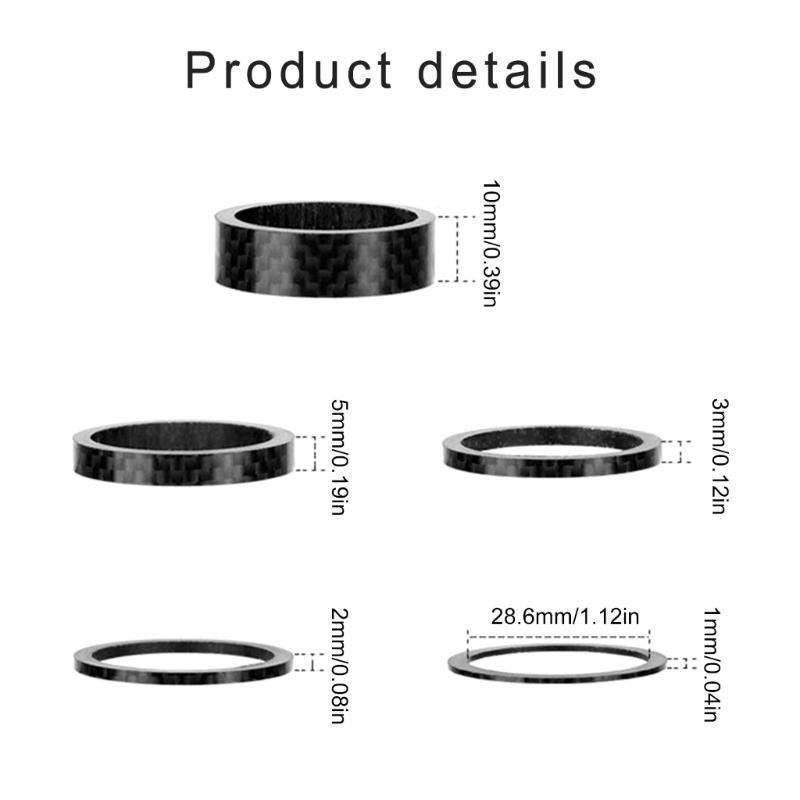 7/9Pcs Carbon Fiber Bicycles Headset Washer Road Bike Stem Headset Spacers 28.6MM Bike Front Fork Stem Washer Enduring