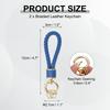 [uxcell] Set of 2 Braided Leather Keychains with Woven Straps, 360 Degree Rotatable, for Car Keys, Bags, and Wallets, GoldDark Blue