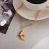 Yori Stainless Steel Hammered Dove and Bird Pendant Necklace 18K PVD Plated Waterproof Jewelry Gift Accessories