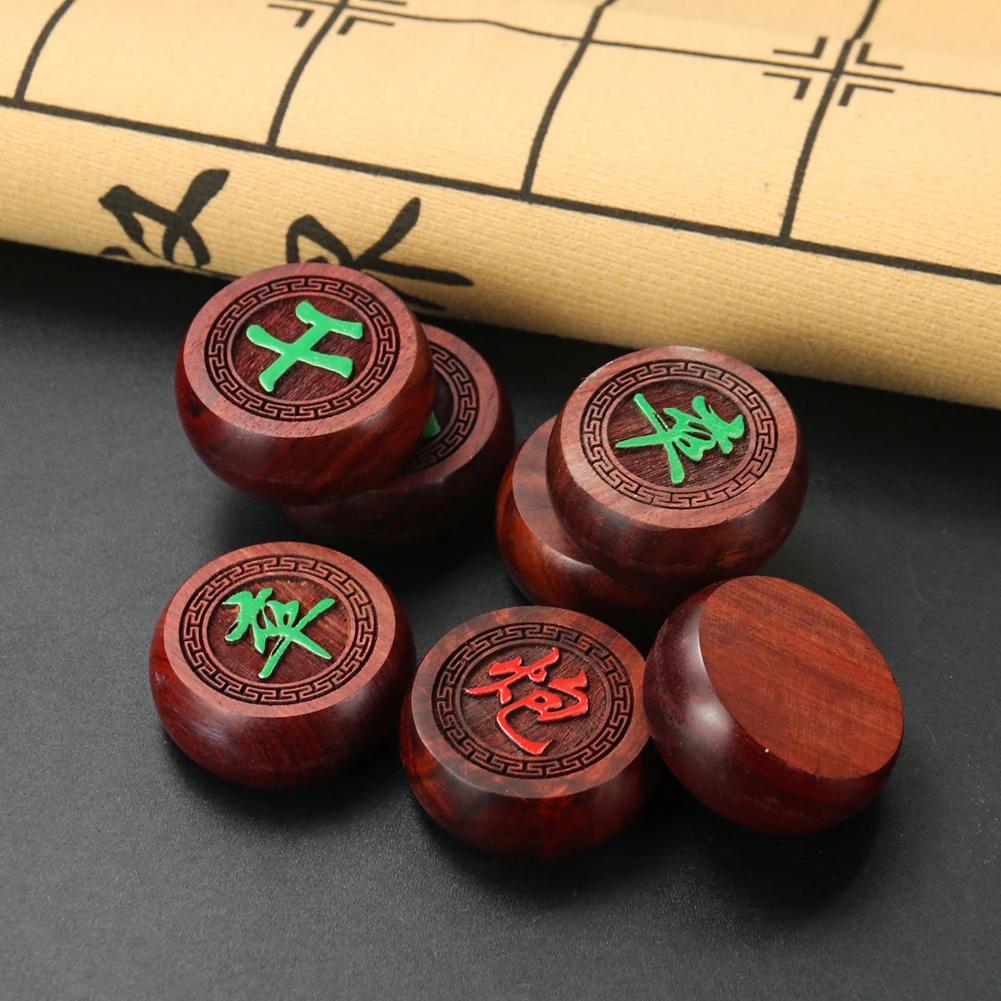 Xiangqi Kinesiskt Schack Brädspel Set Naturträ Spelpjäser Portabelt Rese Strategileksak För Barn Vuxna Familj Gåva