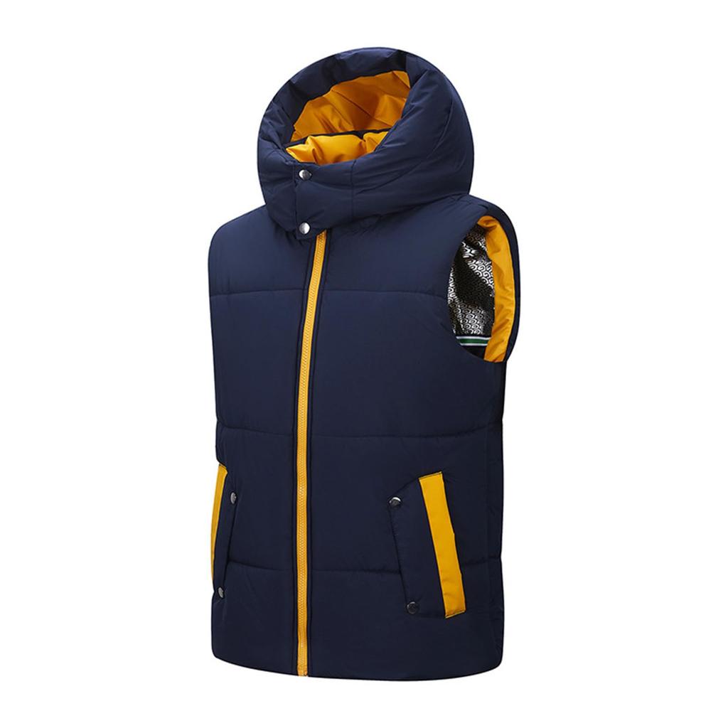 Men's Outdoor Casual Hooded Waterproof Vest, Loose Waistcoat With Cotton And Thick Warm Jacket