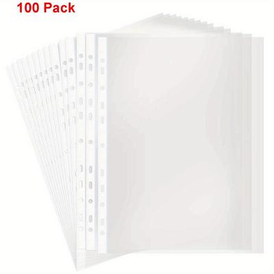 File Pockets for Hole Ring Binder, A4 File Folder, Jackets, Bag for Hole Ring Binder, Folder (3C/8C Thickness), 100pcs