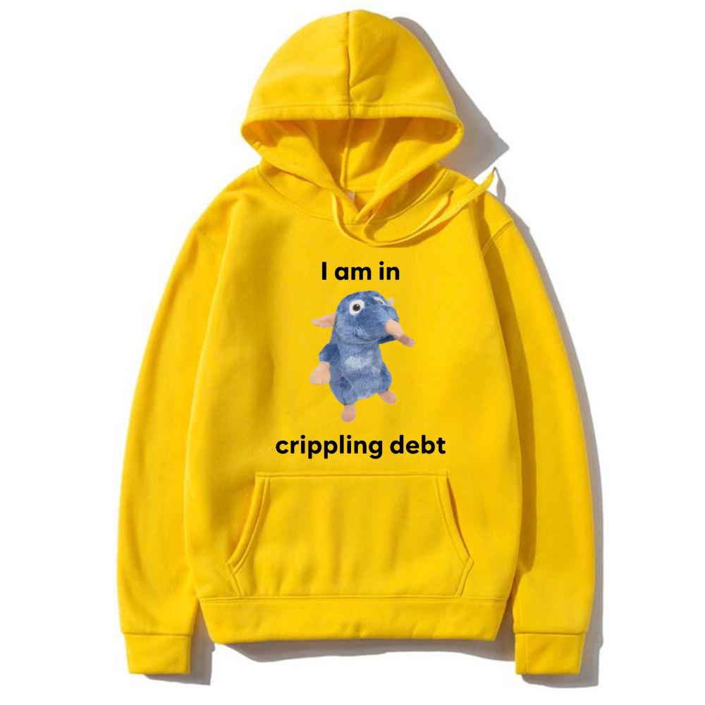 

I Am in Crippling Debt Hoodie Cute and Fun Mouse Print Hoodie Long Sleeve Fashion Women s Street Wear Warm Sweatshirt XXXL