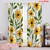2pcs,2D Plane Printing Curtain Fabric Sunny Blooms Durable 100% Polyester Fabric (without Rod) Holiday Use for Home & Office