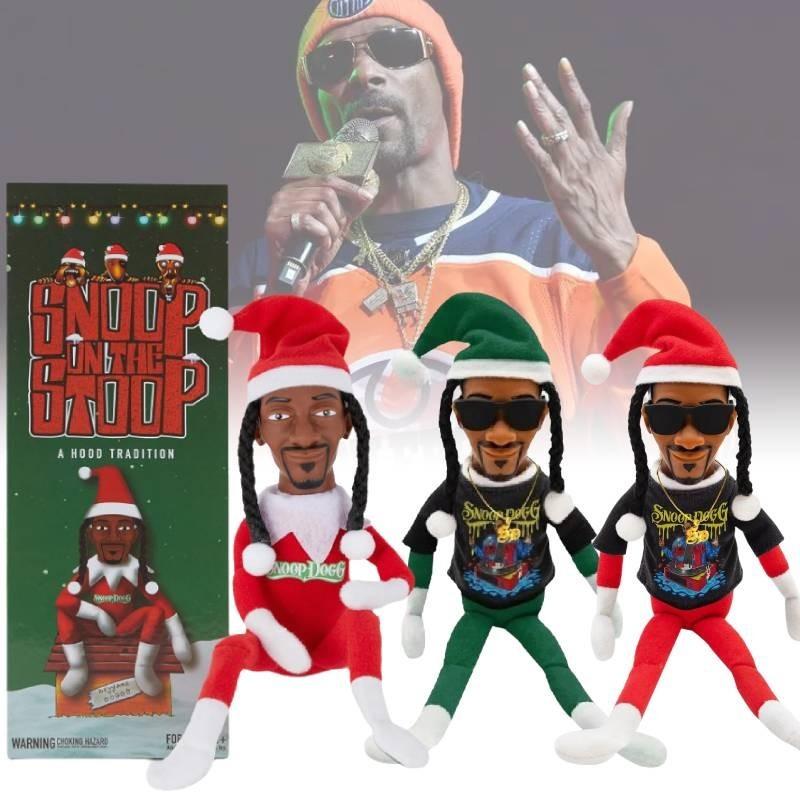 Decorazione Unica Elfo di Natale Snoop su una Veranda per Amanti dell'Hip Hop in Stili Colorati