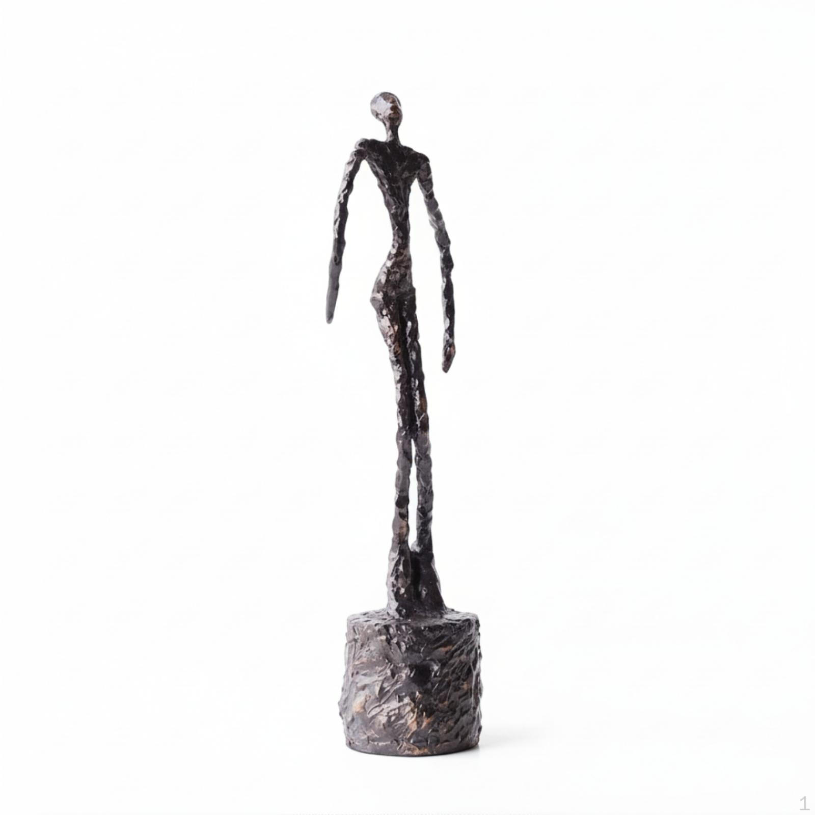 Human Figure Sculpture Slender with Cylindrical Base Minimalist Abstract Standing Statue