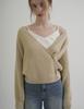 Vleti V-Neck Ribbed Wrap Knit Cardigan (Beige)