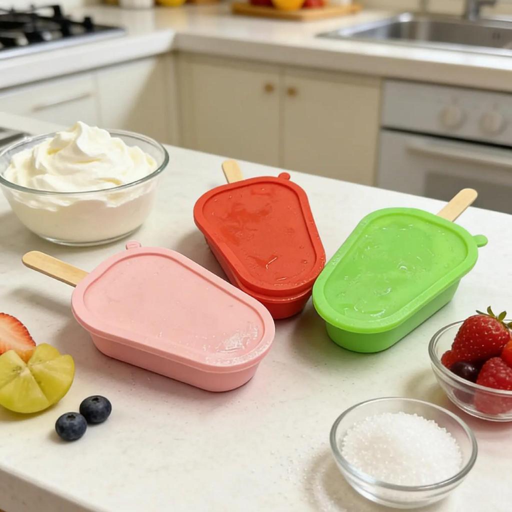 Food-Grade Silicone Ice Cream Mold for Kids - Easy Release Popsicle DIY Tray with Lid