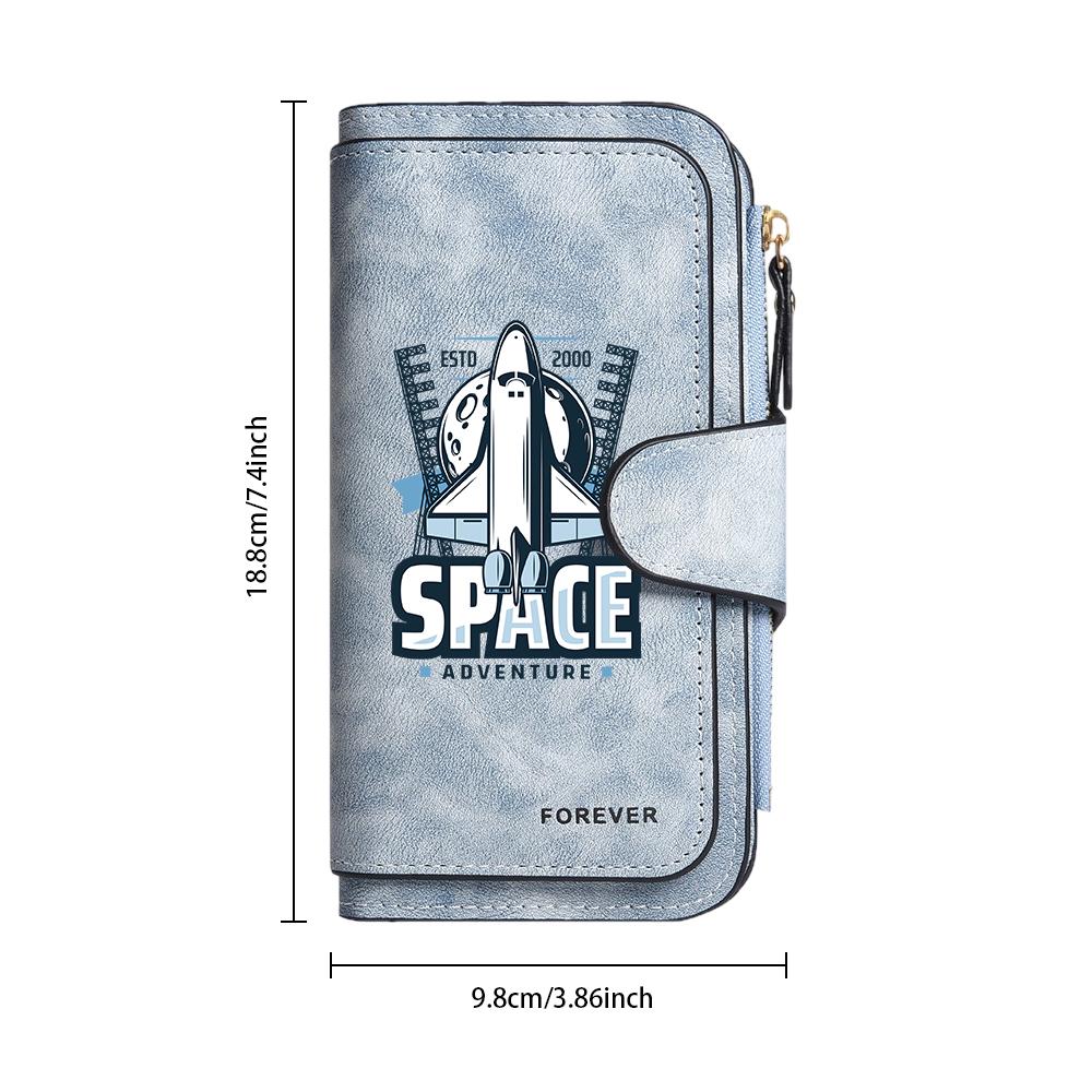 Space Shuttle Long Wallet Forever Card Holder Stylish PU Leather Portable Purse