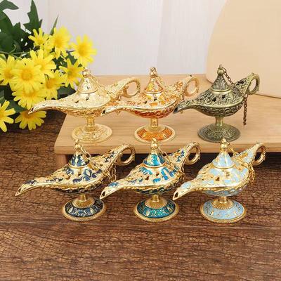 "Small Aladdin Magic Lamp Ornament - 12x6.8 Metal Creative Birthday Gift, Wishing Lamp Home Decor"